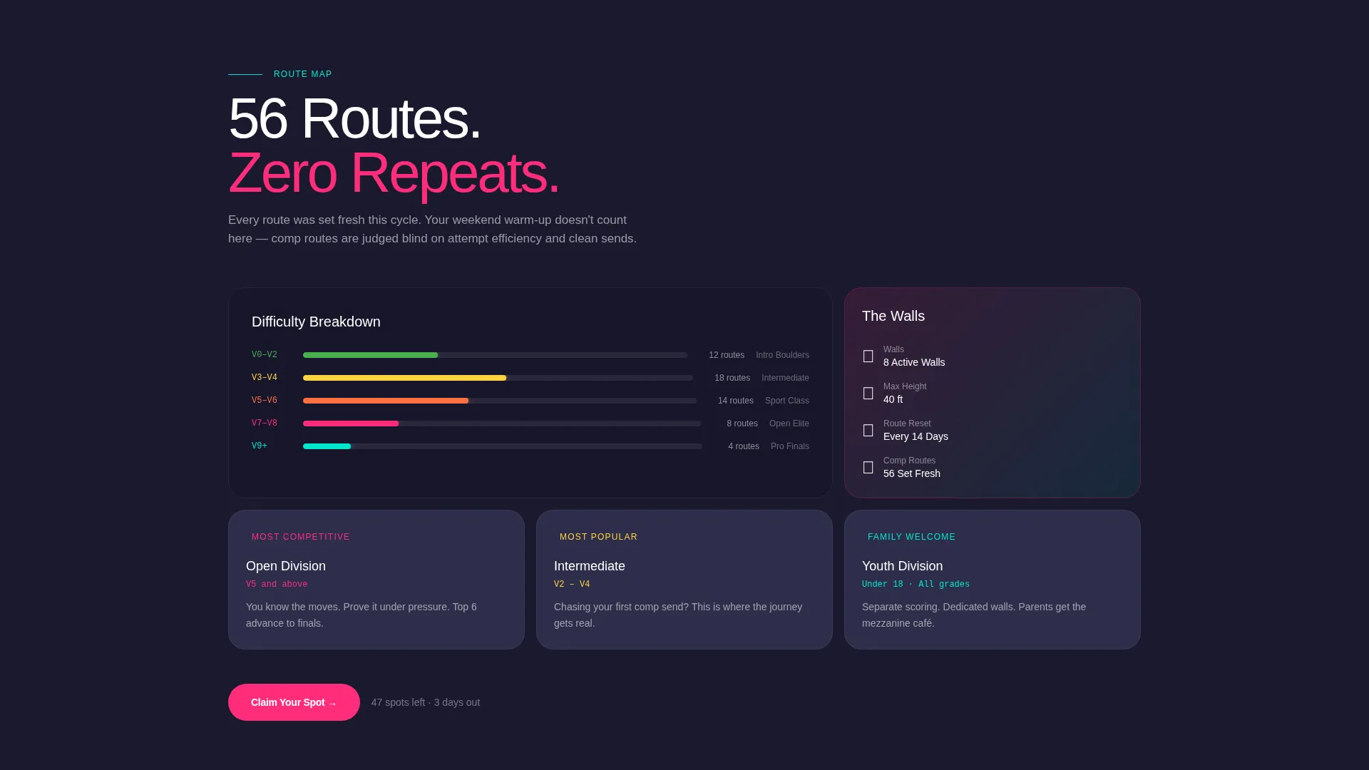 Rock Climbing Competition Landing Page Template