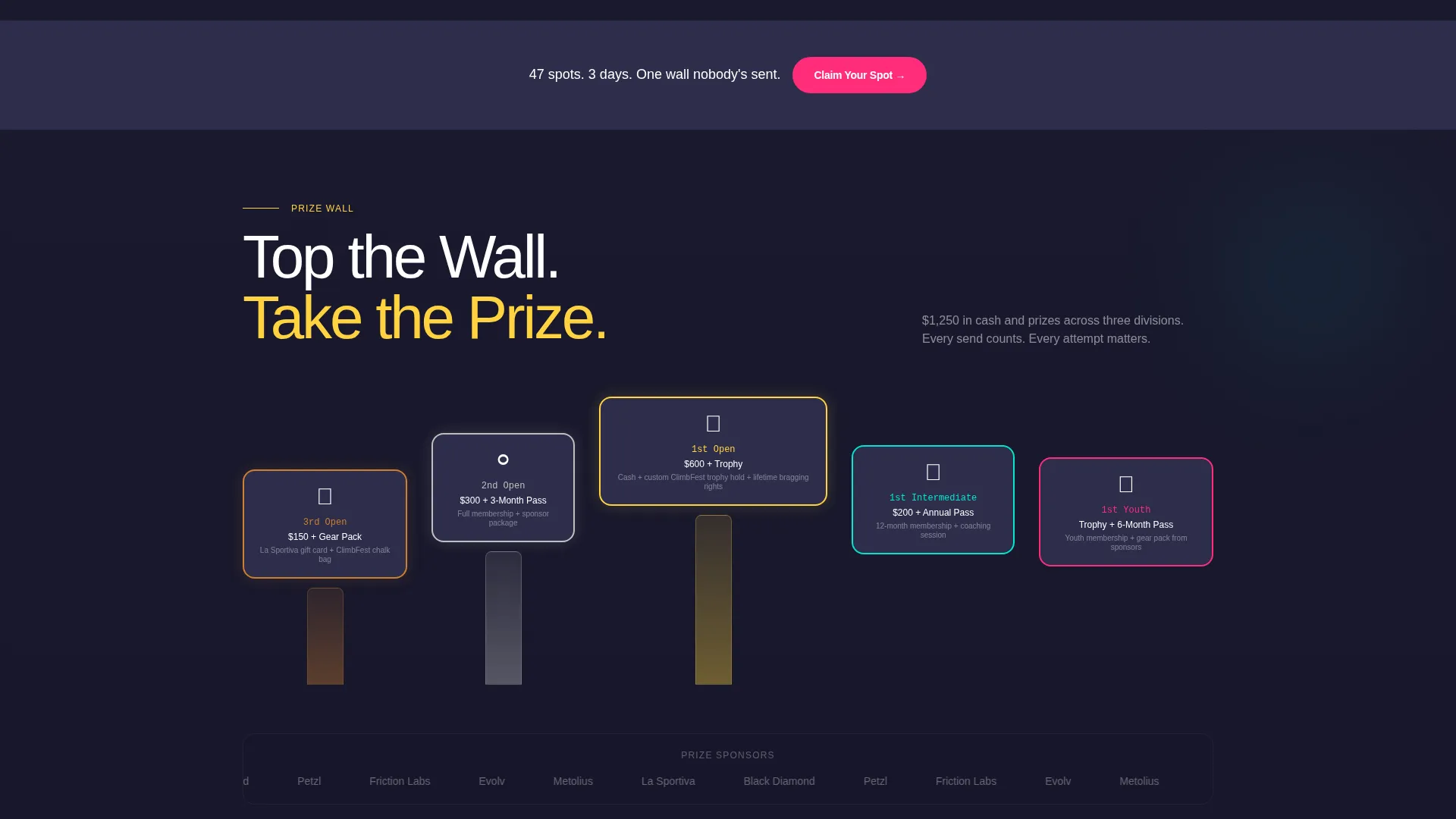 Rock Climbing Competition Landing Page Template