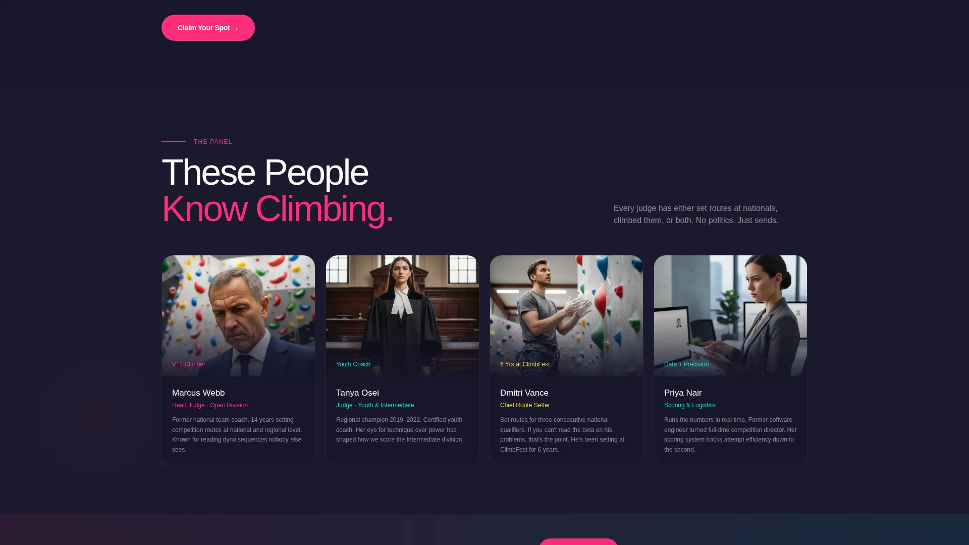 Rock Climbing Competition Landing Page Template