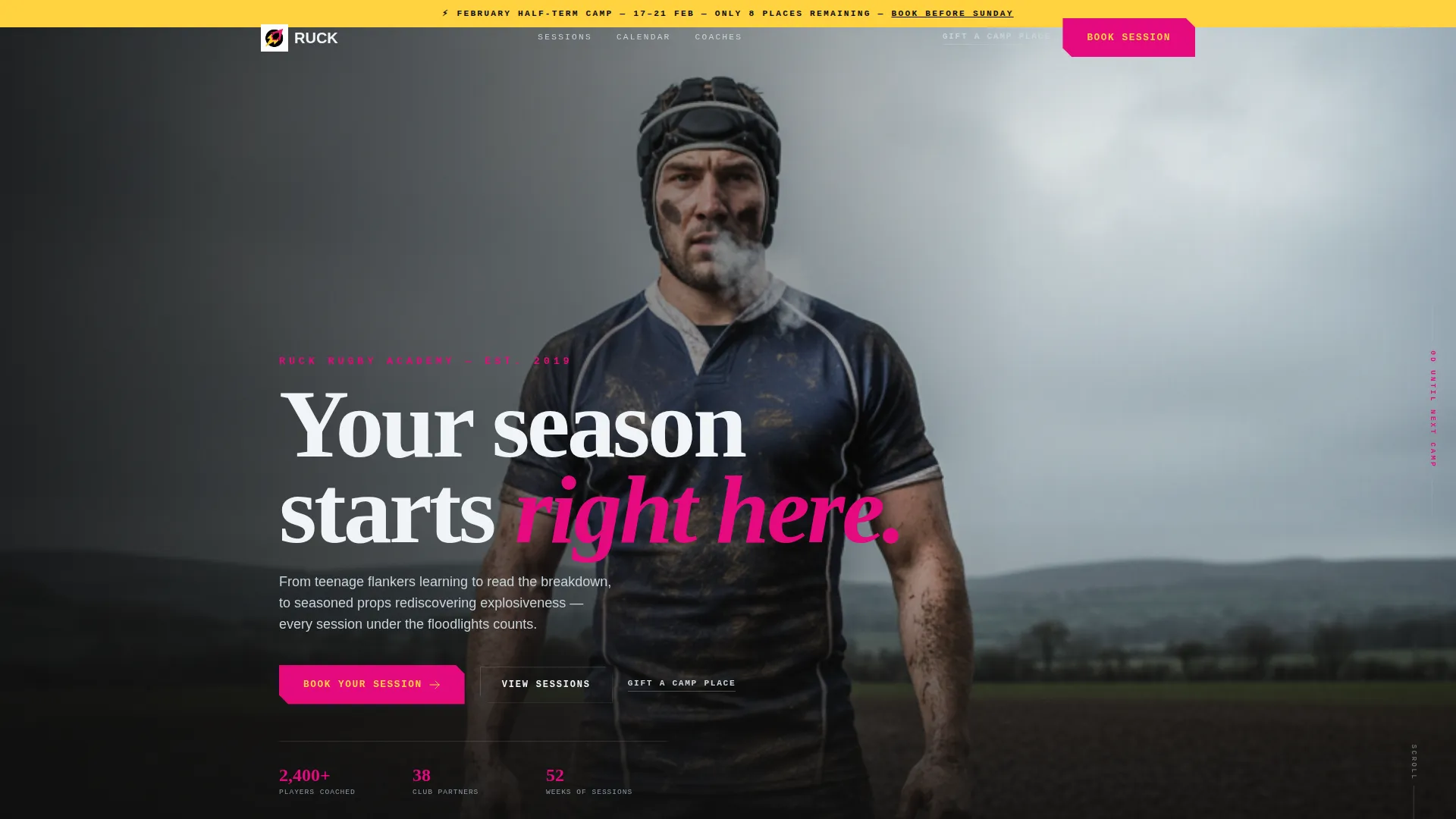 Rugby Academy Landing Page Template | Booking & Scheduling