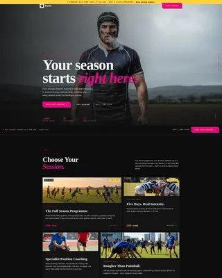 Rugby Academy Landing Page Template | Booking & Scheduling