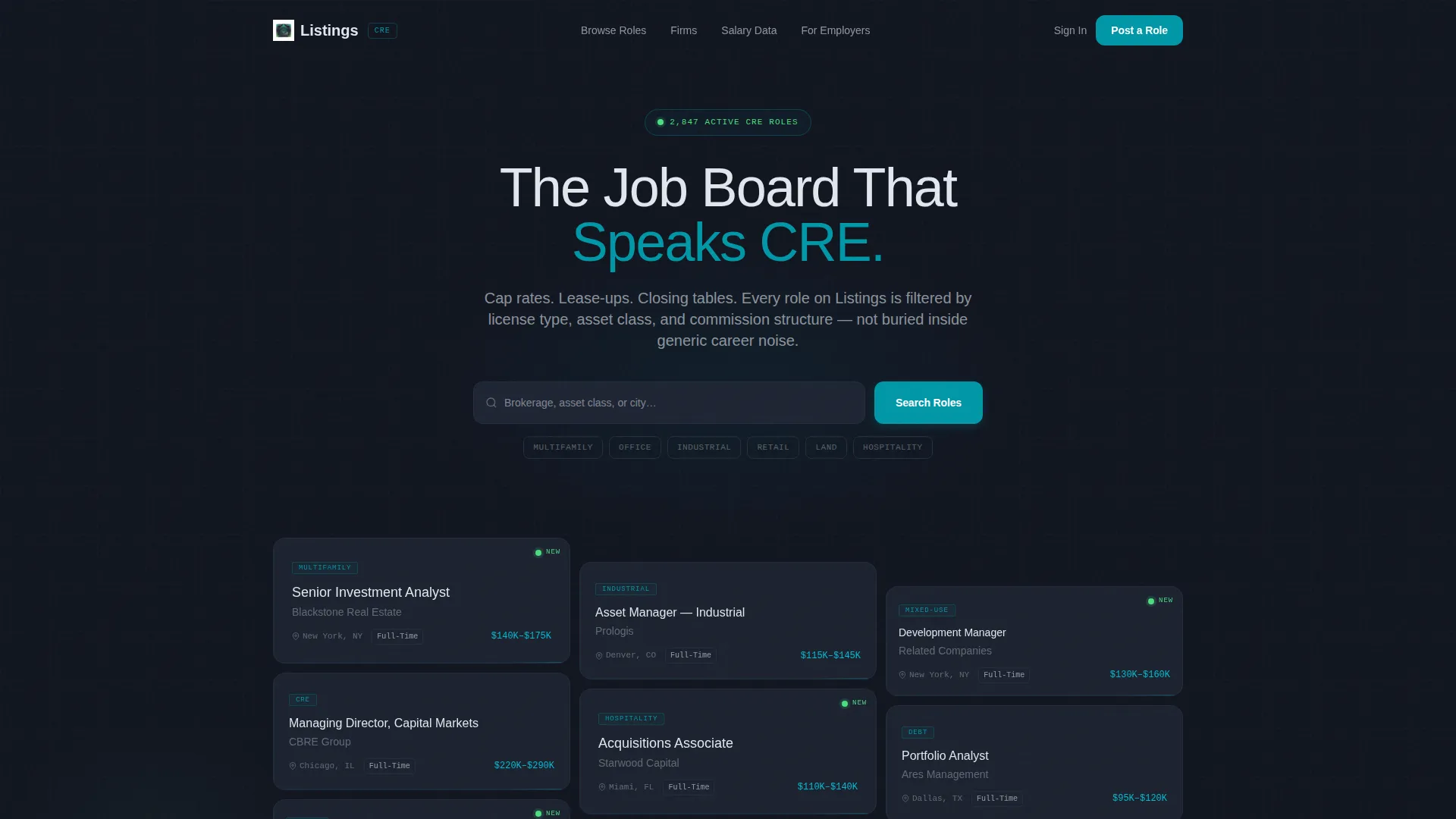 Real Estate Job Board Bento Grid Landing Page