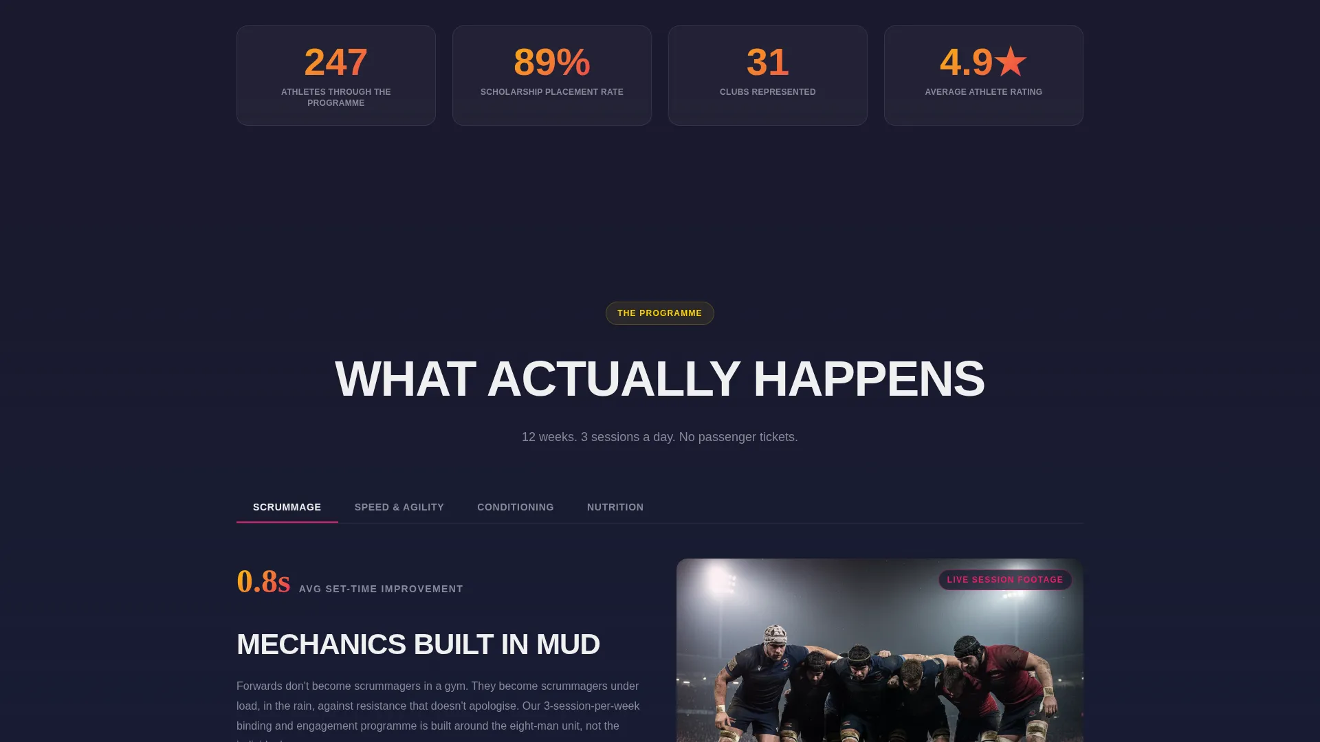Rugby Landing Page Template | Book Trial Weekends
