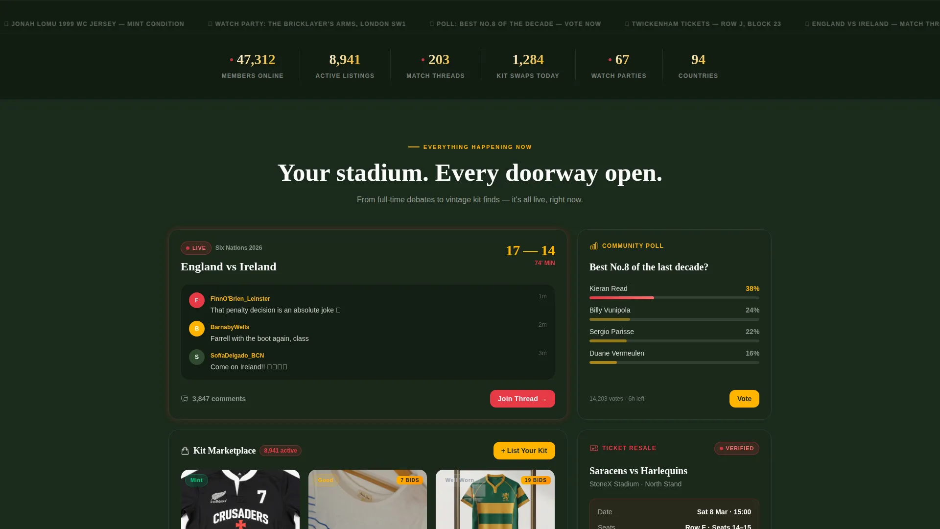 Rugby Fan Community Landing Page Template
