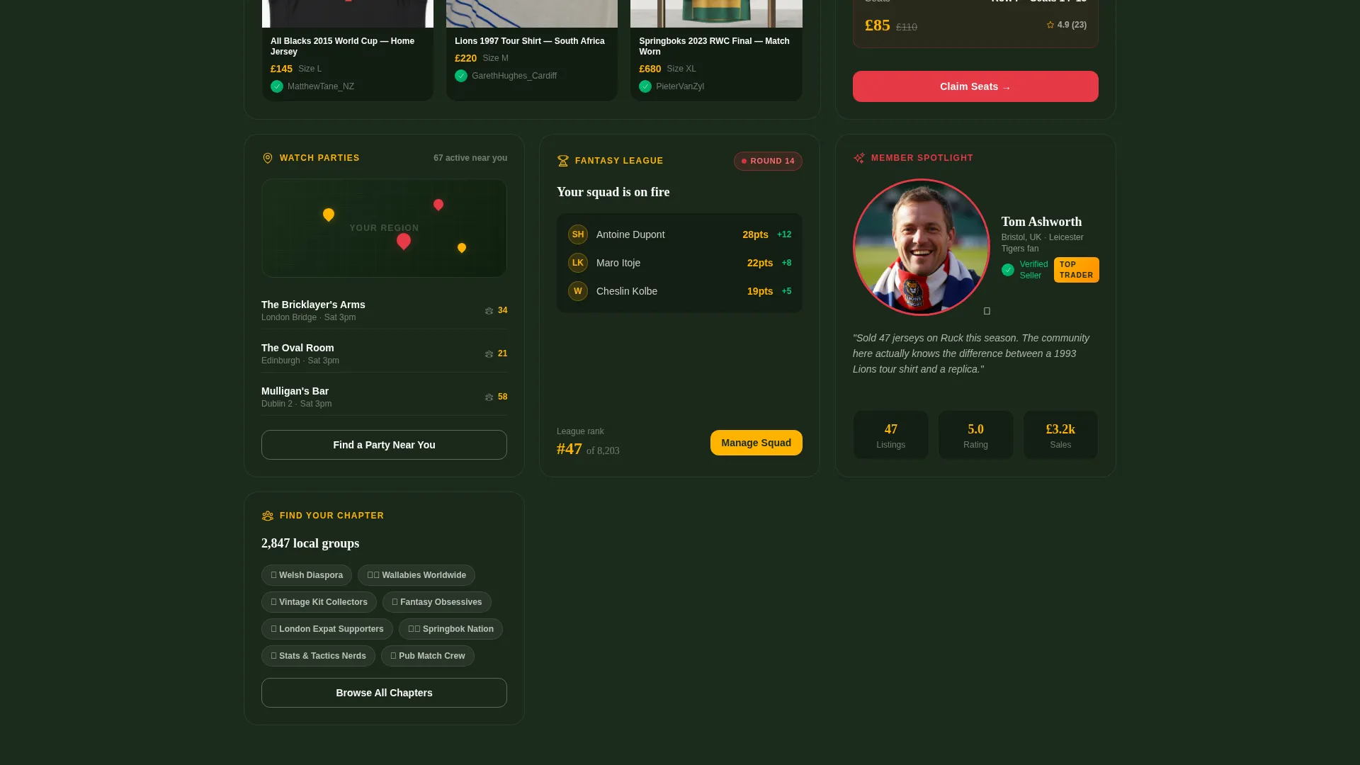 Rugby Fan Community Landing Page Template