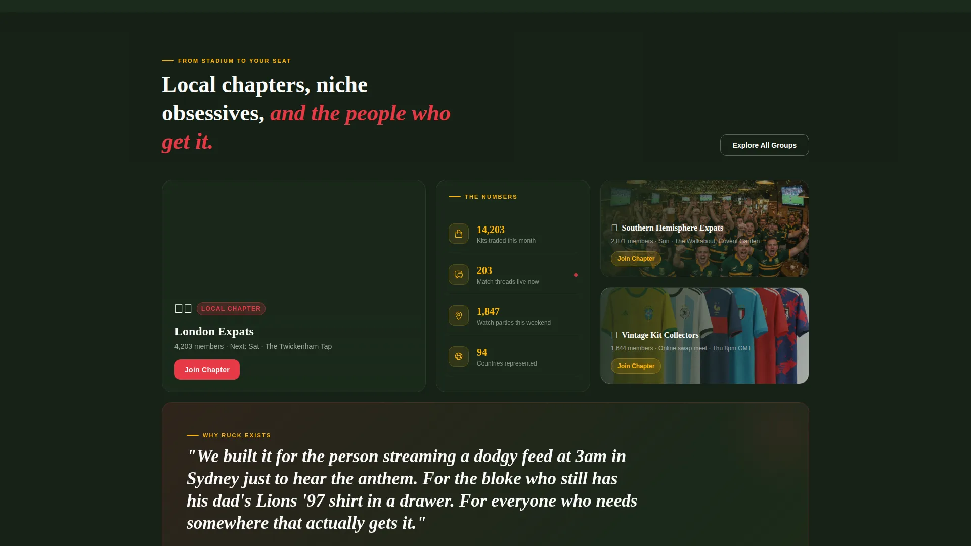 Rugby Fan Community Landing Page Template