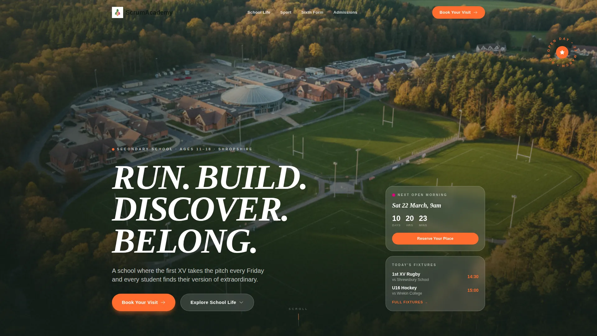 Dynamic Rugby High School Landing Page Template