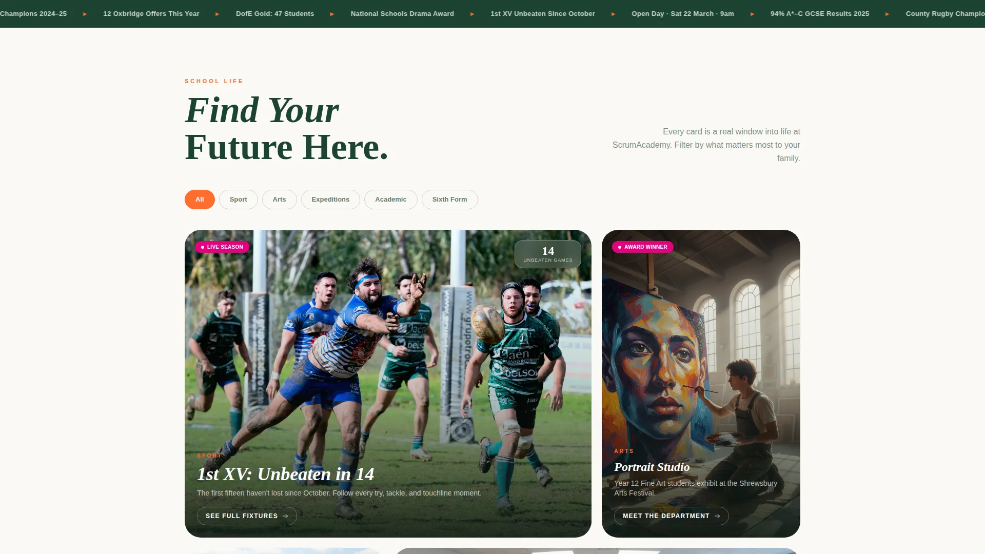 Dynamic Rugby High School Landing Page Template