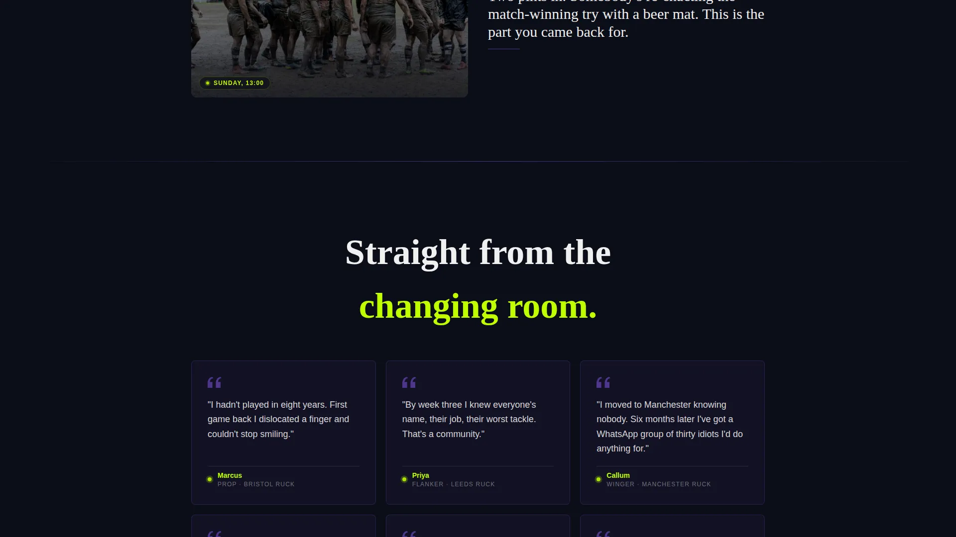 Aggressive Rugby League Landing Page Template