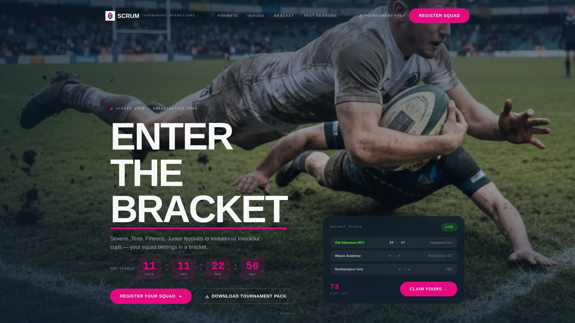 Rugby Tournament Landing Page Template