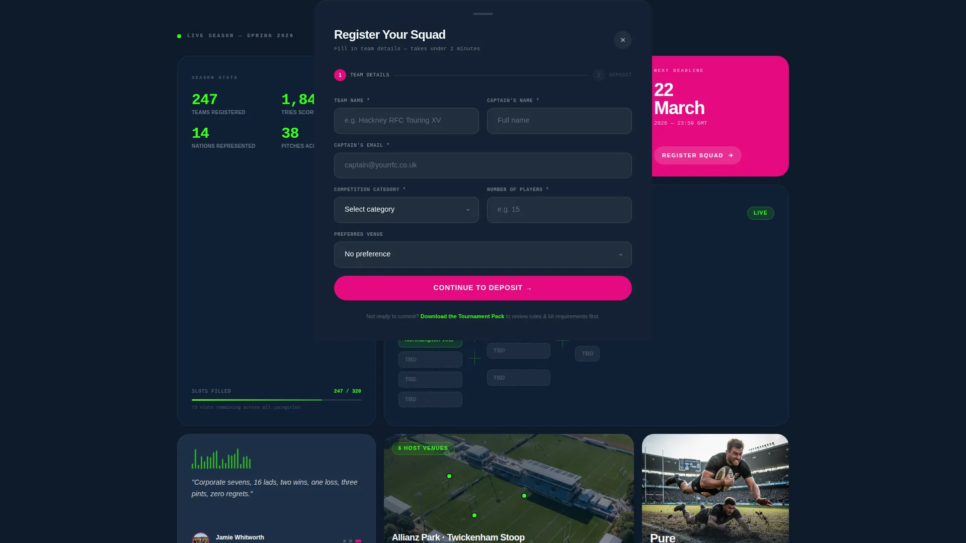 Rugby Tournament Landing Page Template