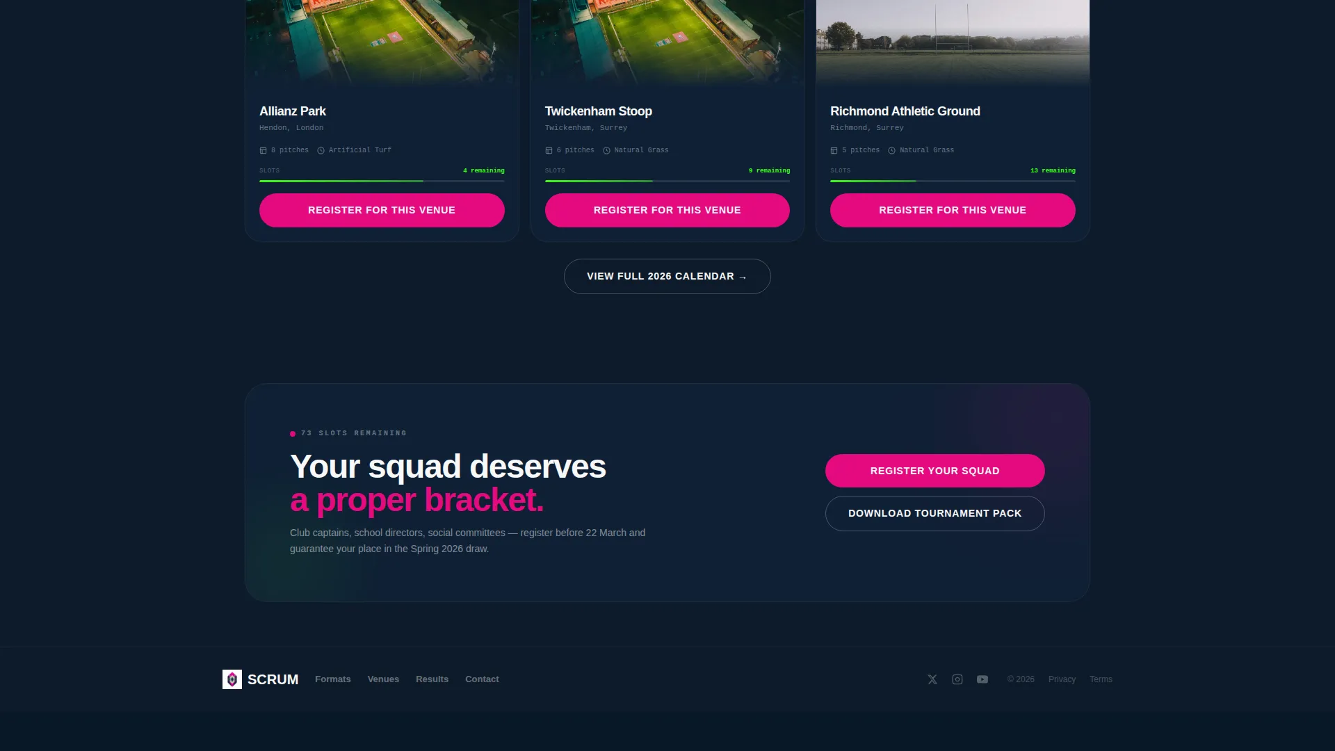Rugby Tournament Landing Page Template