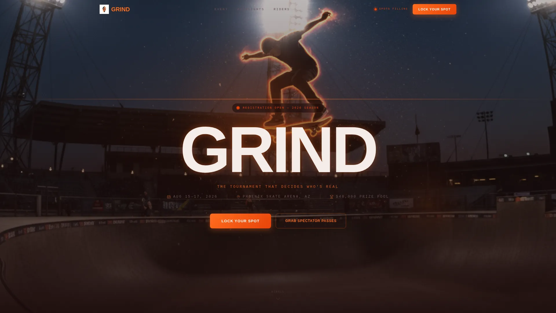 Skateboarding Pricing & Packages Website Template