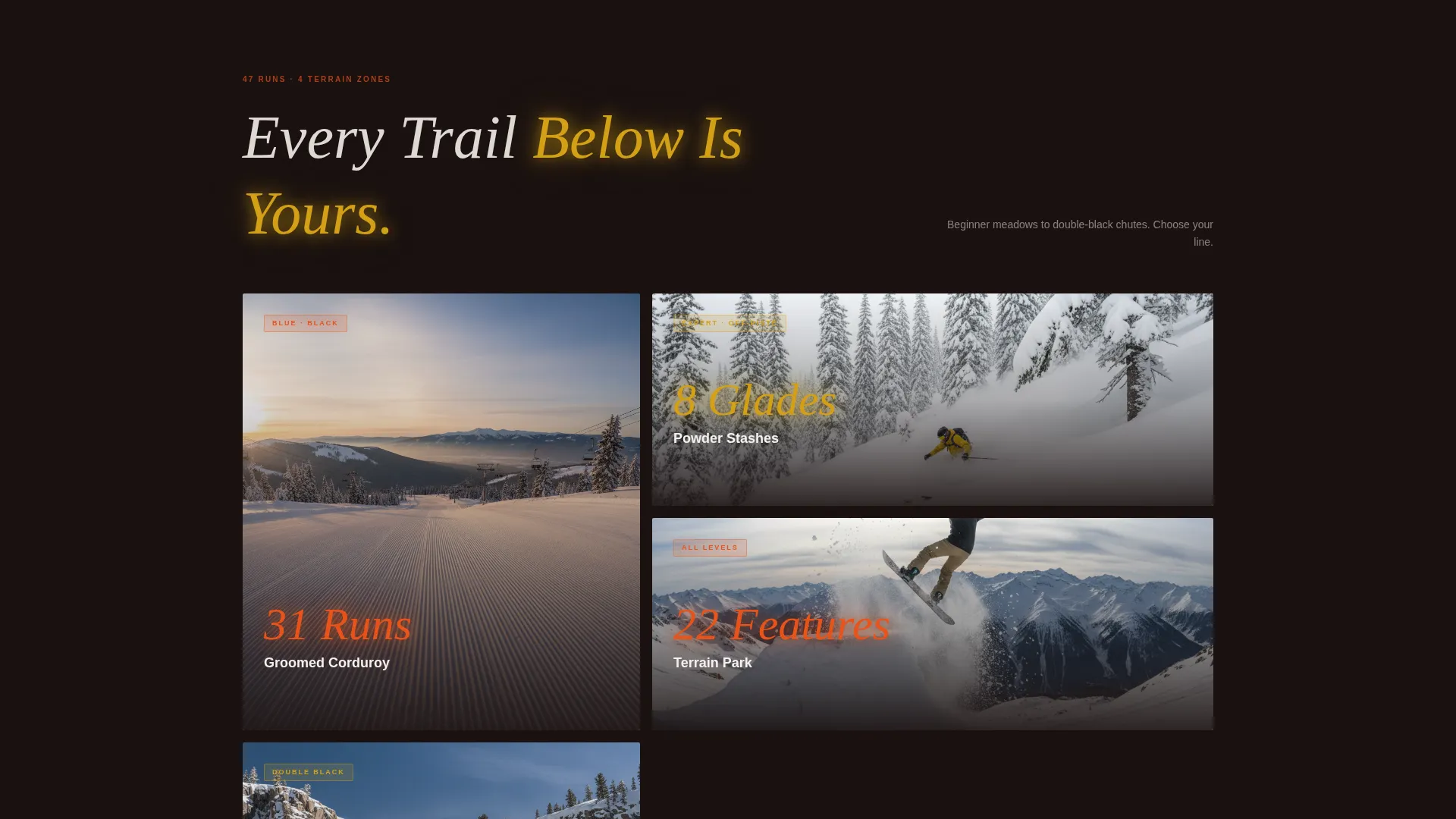 Ski Resort Landing Page Template - Stats-First Design
