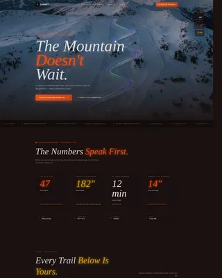 Ski Resort Landing Page Template - Stats-First Design