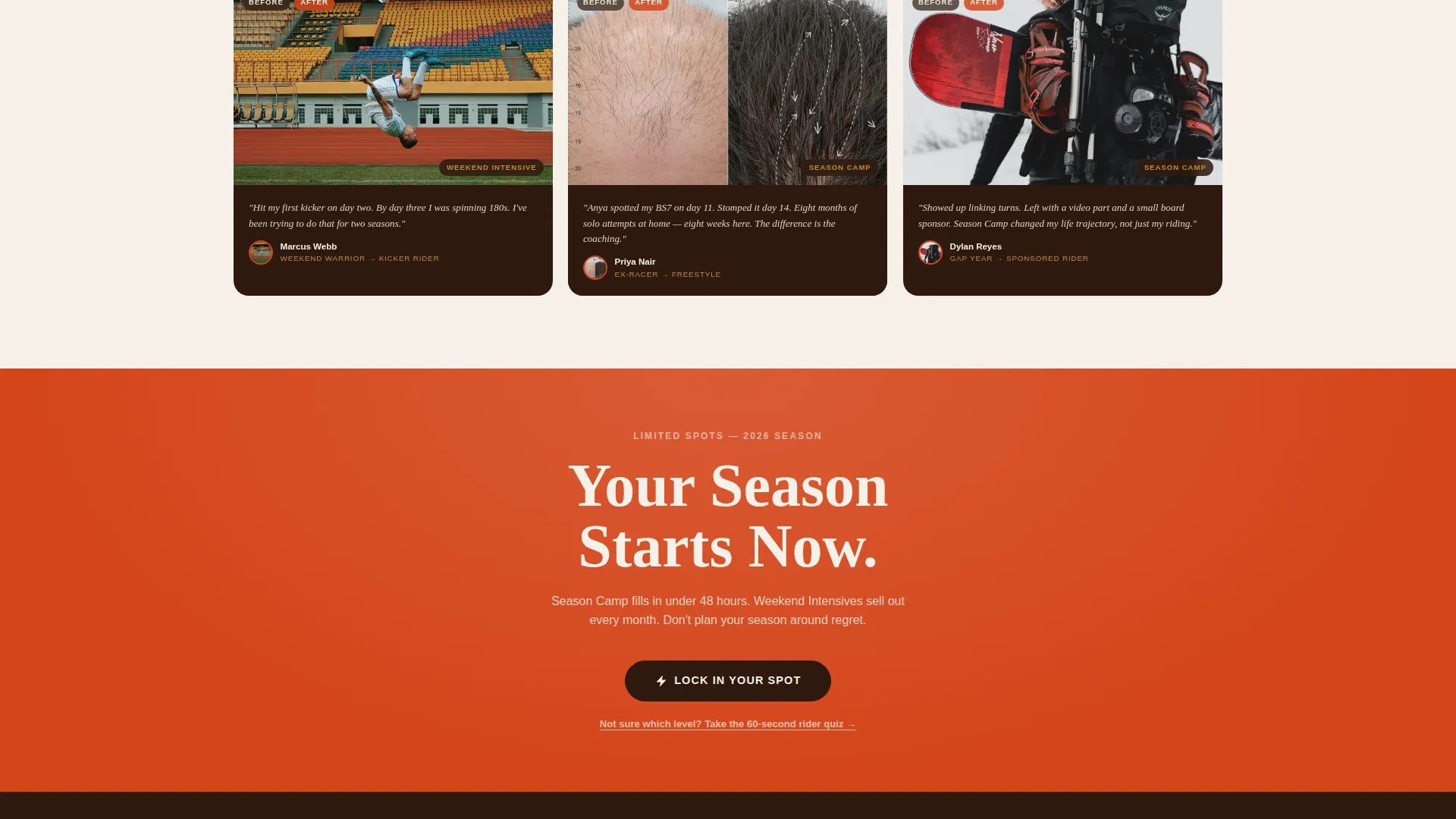 Snowboarding Academy Landing Page Template