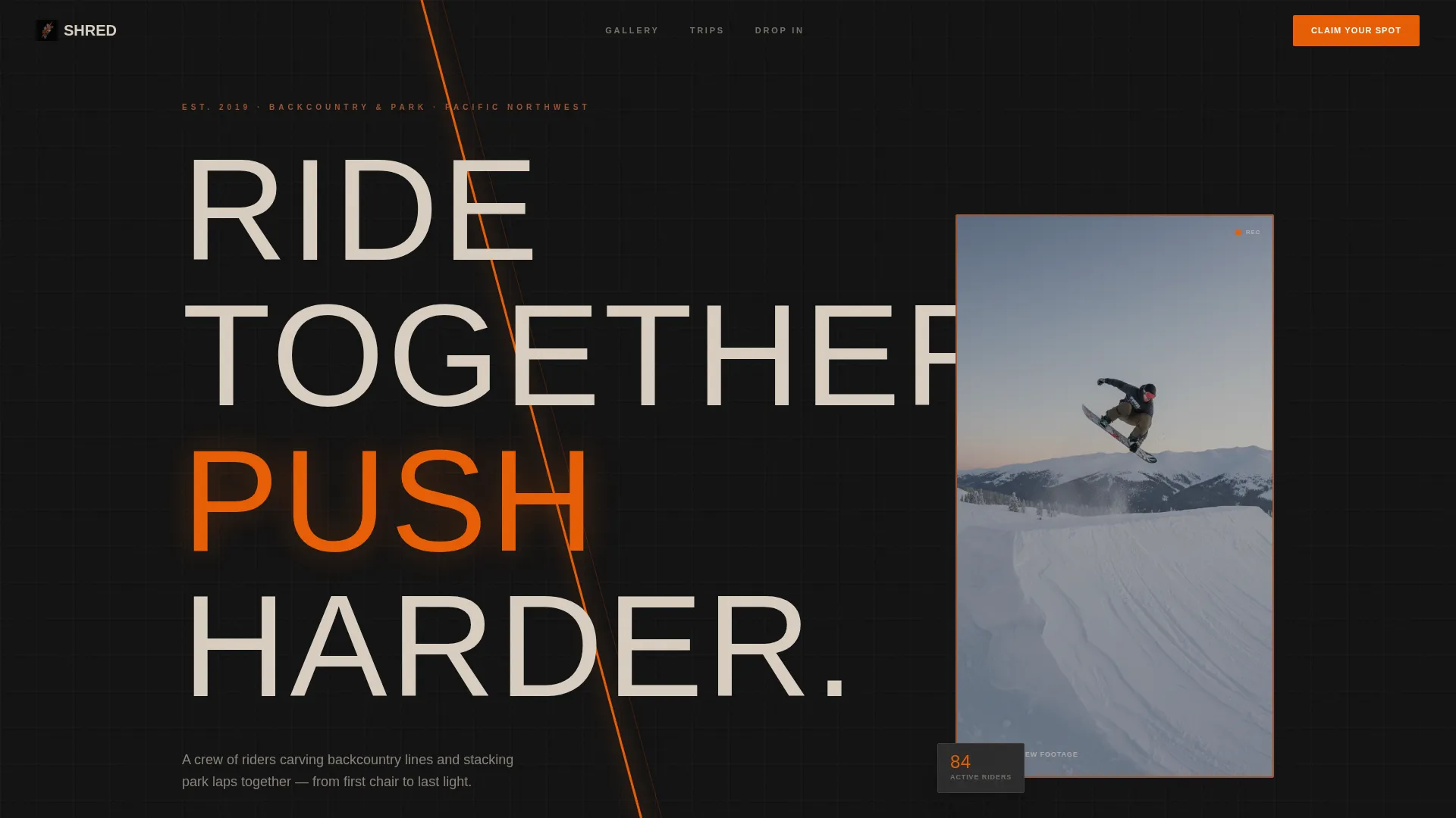 Raw Snowboarding Club Landing Page Template