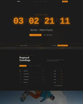 Competitive Snowboarding League Landing Page Template