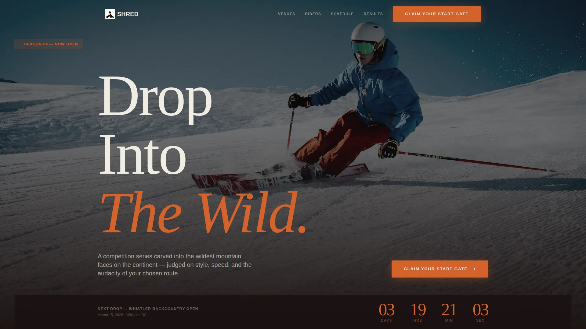 Snowboarding Competition Landing Page Template