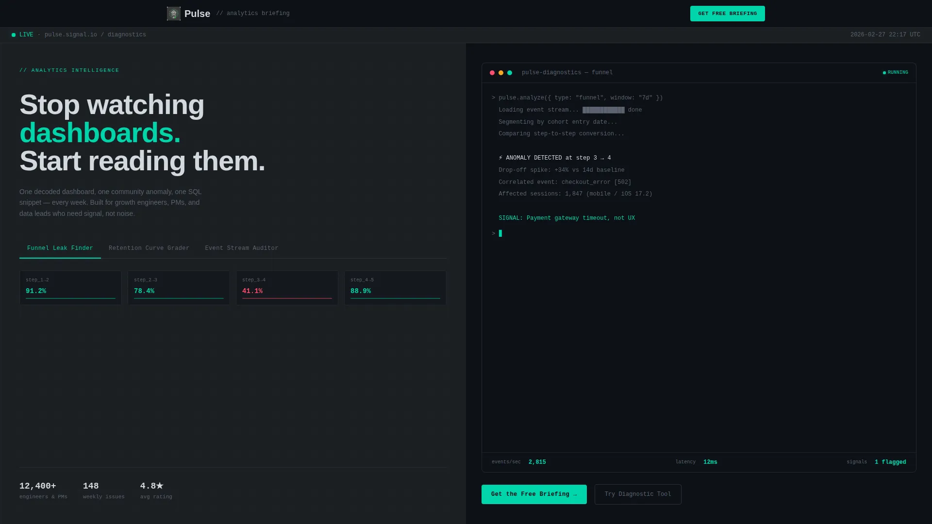 Real-Time Analytics Newsletter Landing Page Template