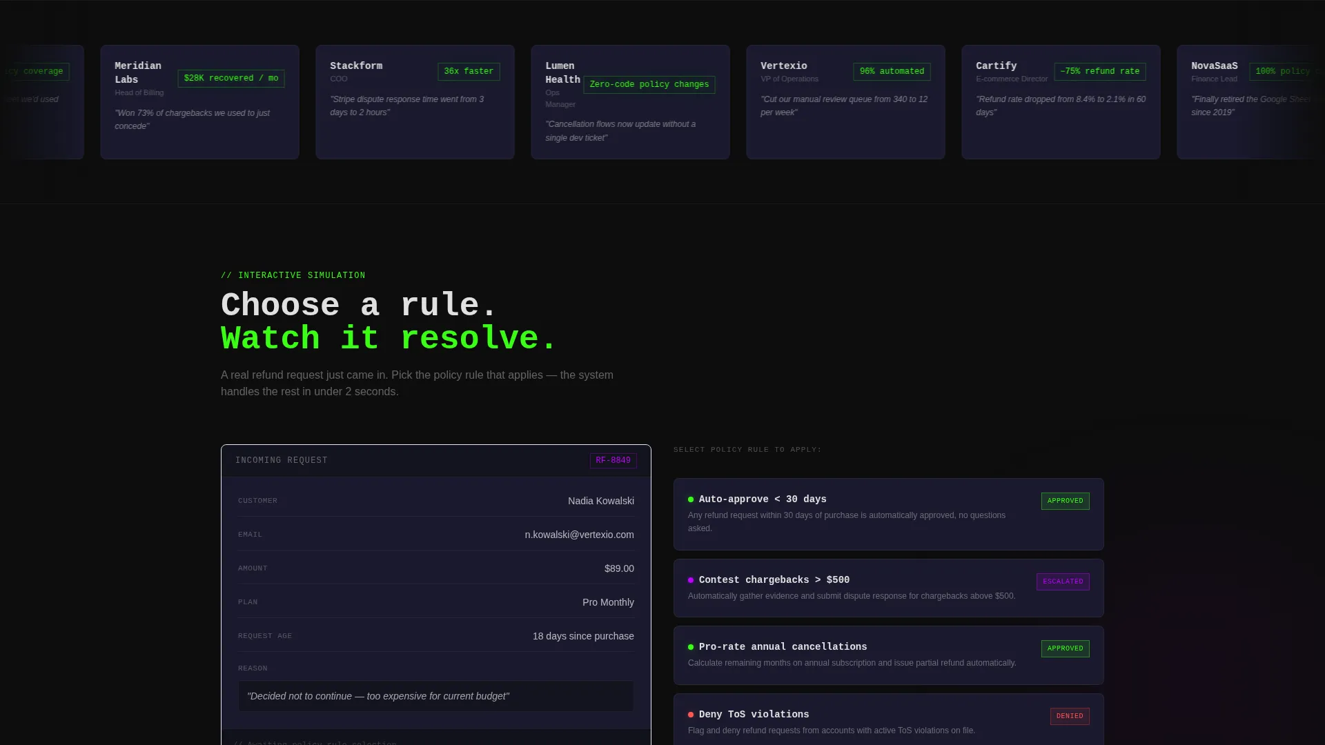 Policy Automation Landing Page Template | Dashboard Pro