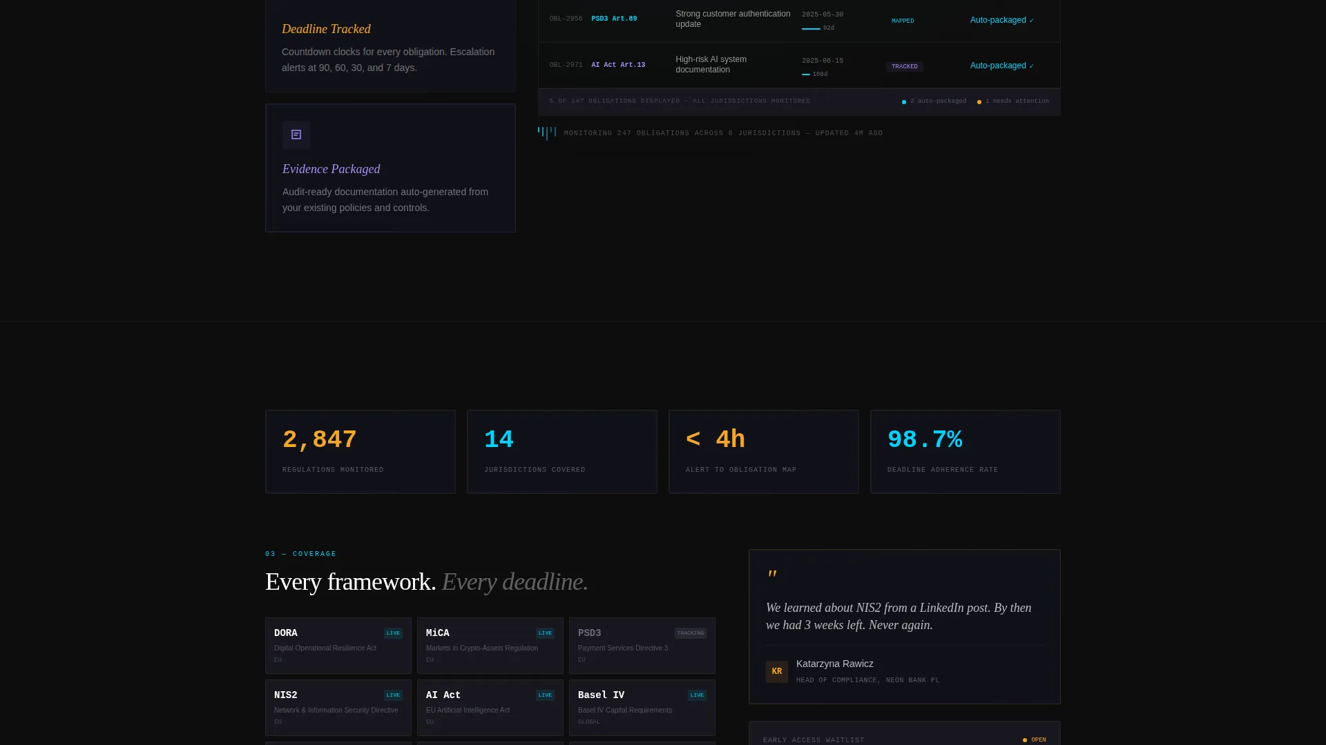 RegTech Startup Cost Estimator Website Template