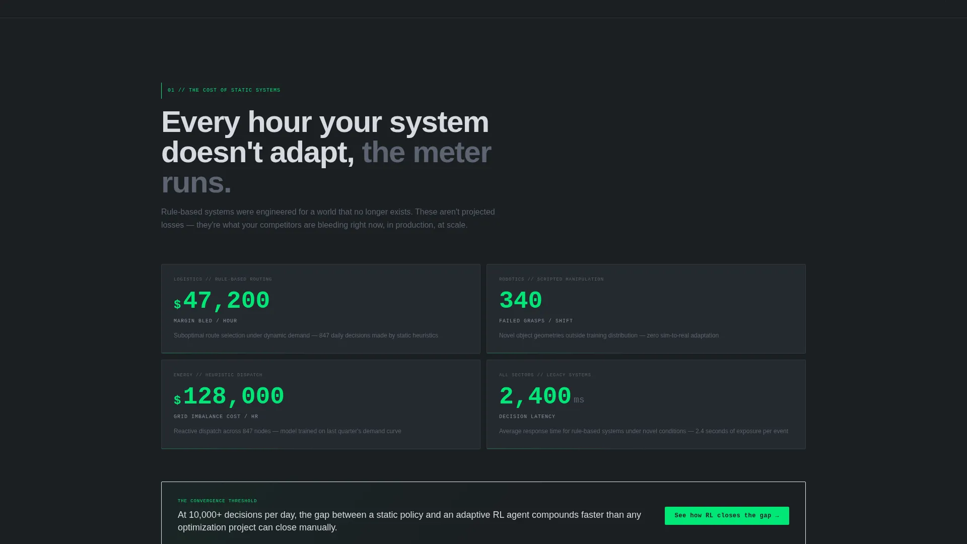 Reinforcement Learning Consulting Landing Page