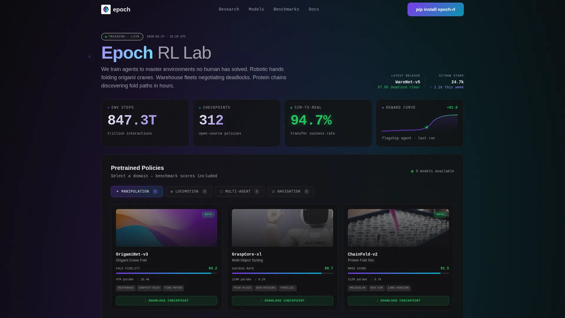 Reinforcement Learning Research Lab Landing Page