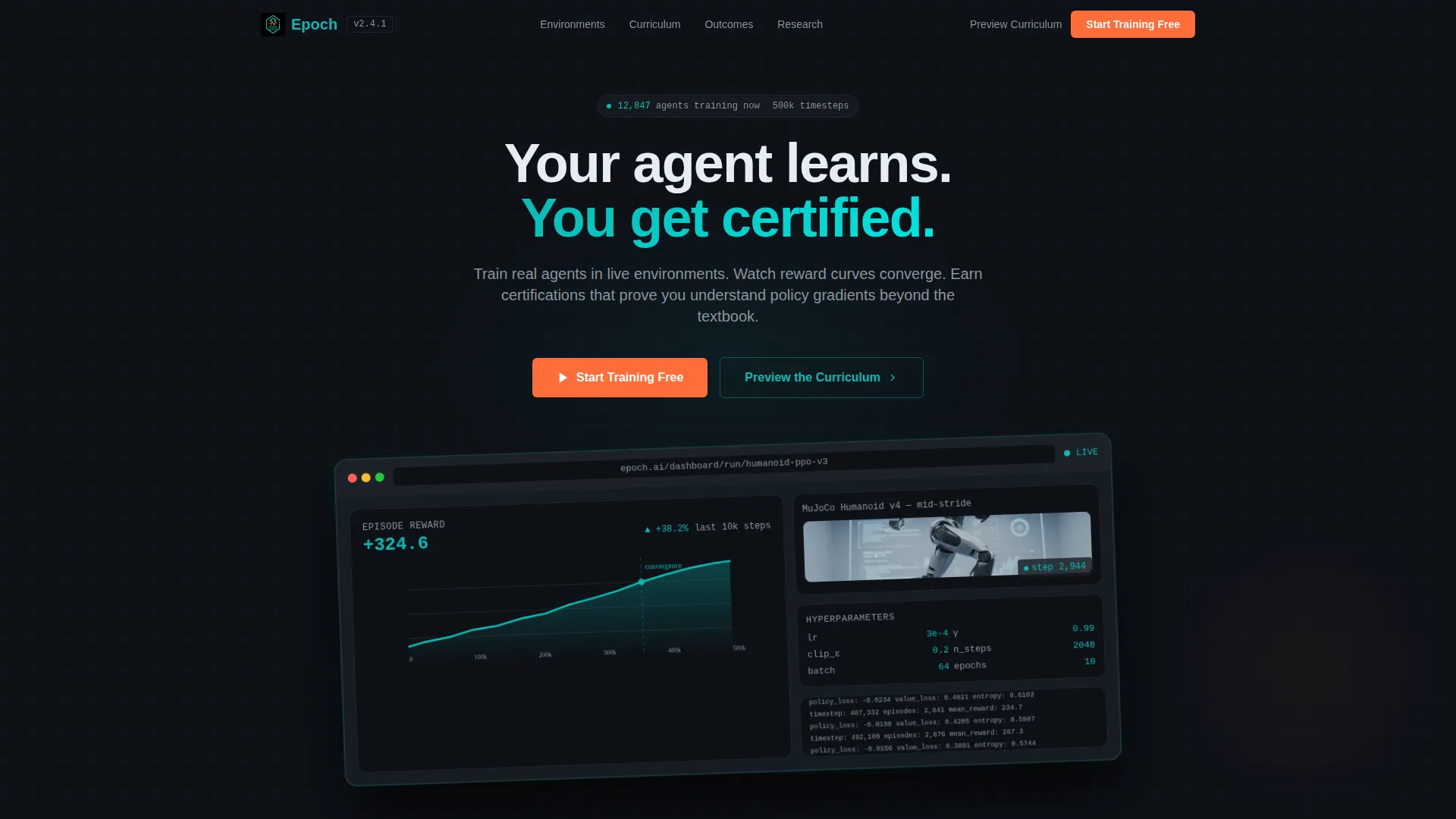 Reinforcement Learning Platform Landing Page Template