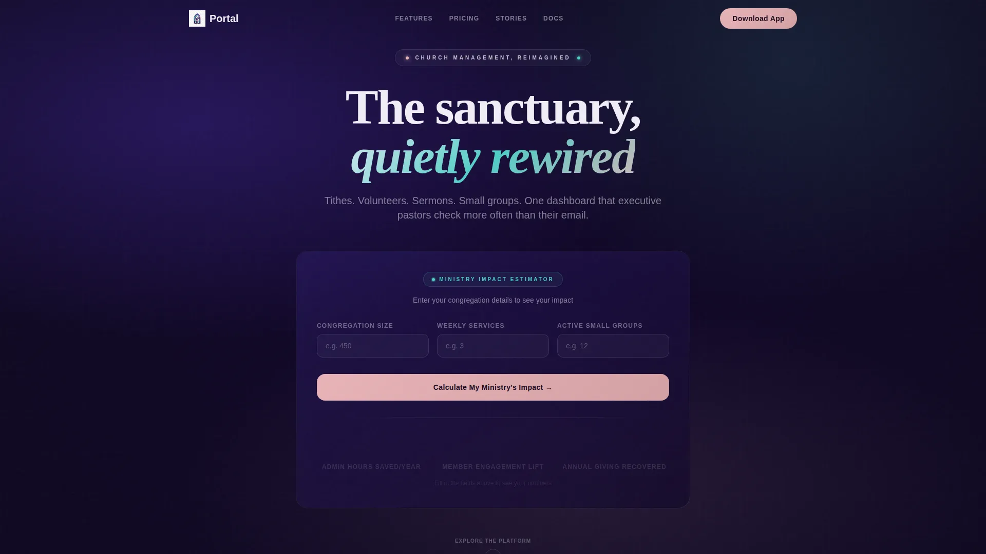 Religious Organization Client Portal Landing Page
