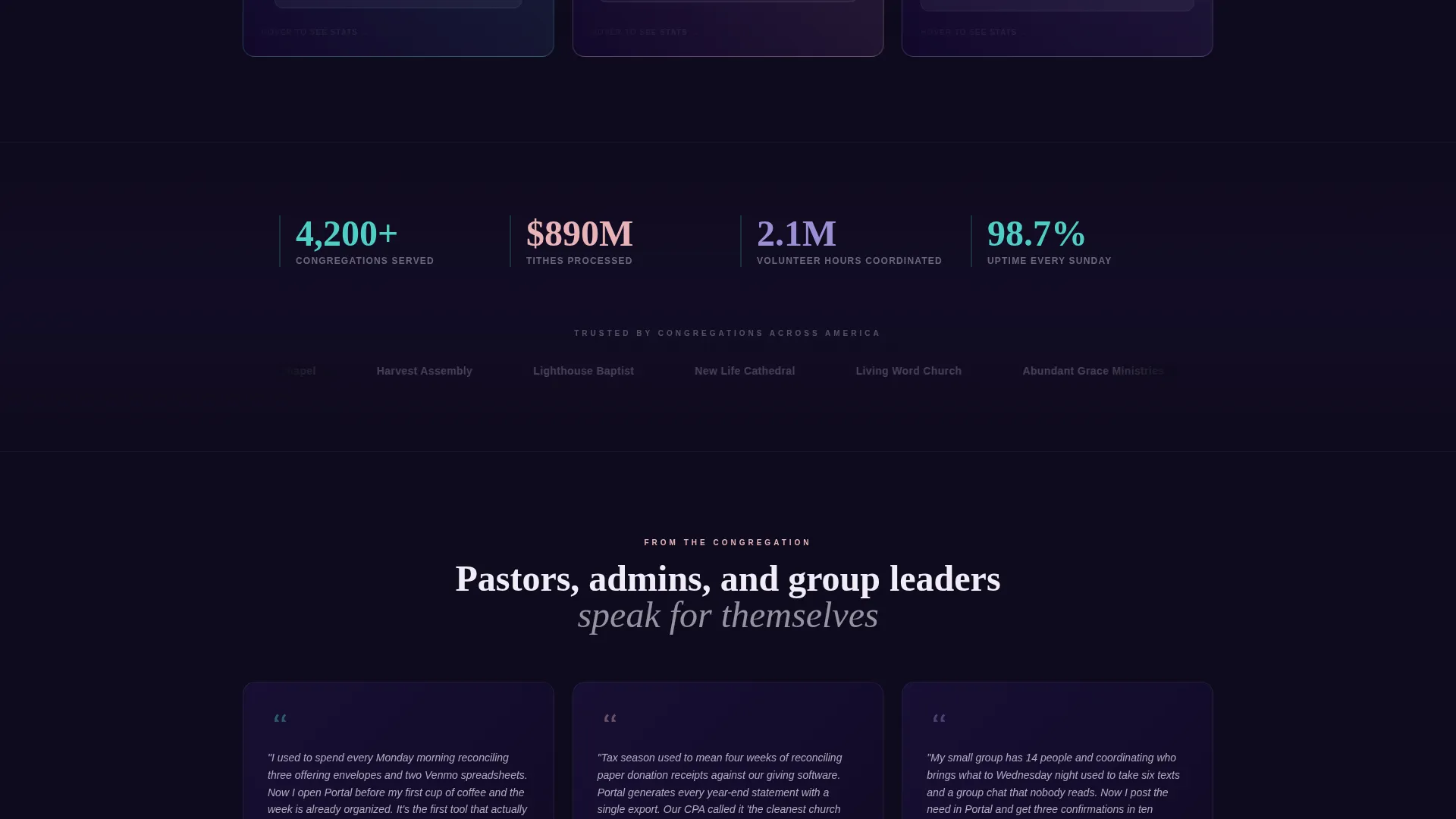 Religious Organization Client Portal Landing Page