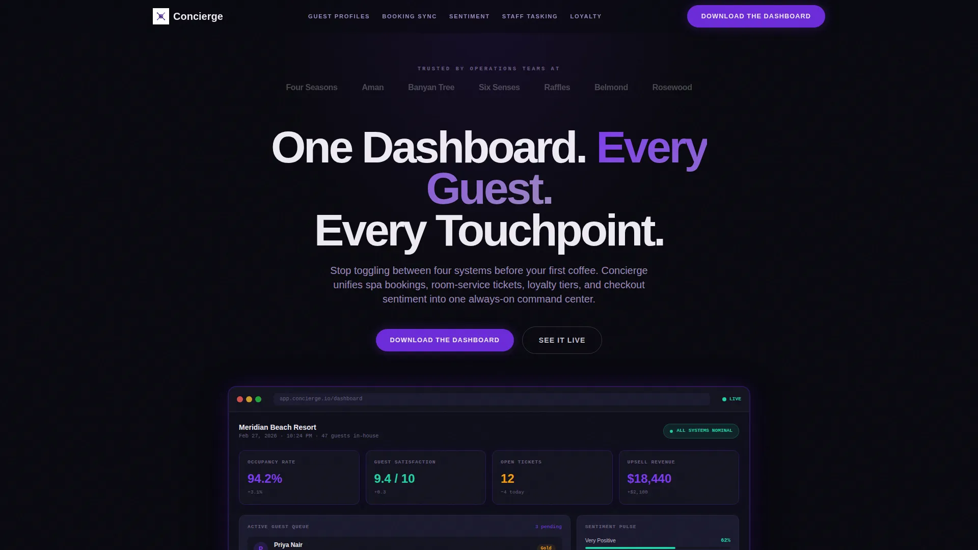 Resort CRM Landing Page Template for SaaS