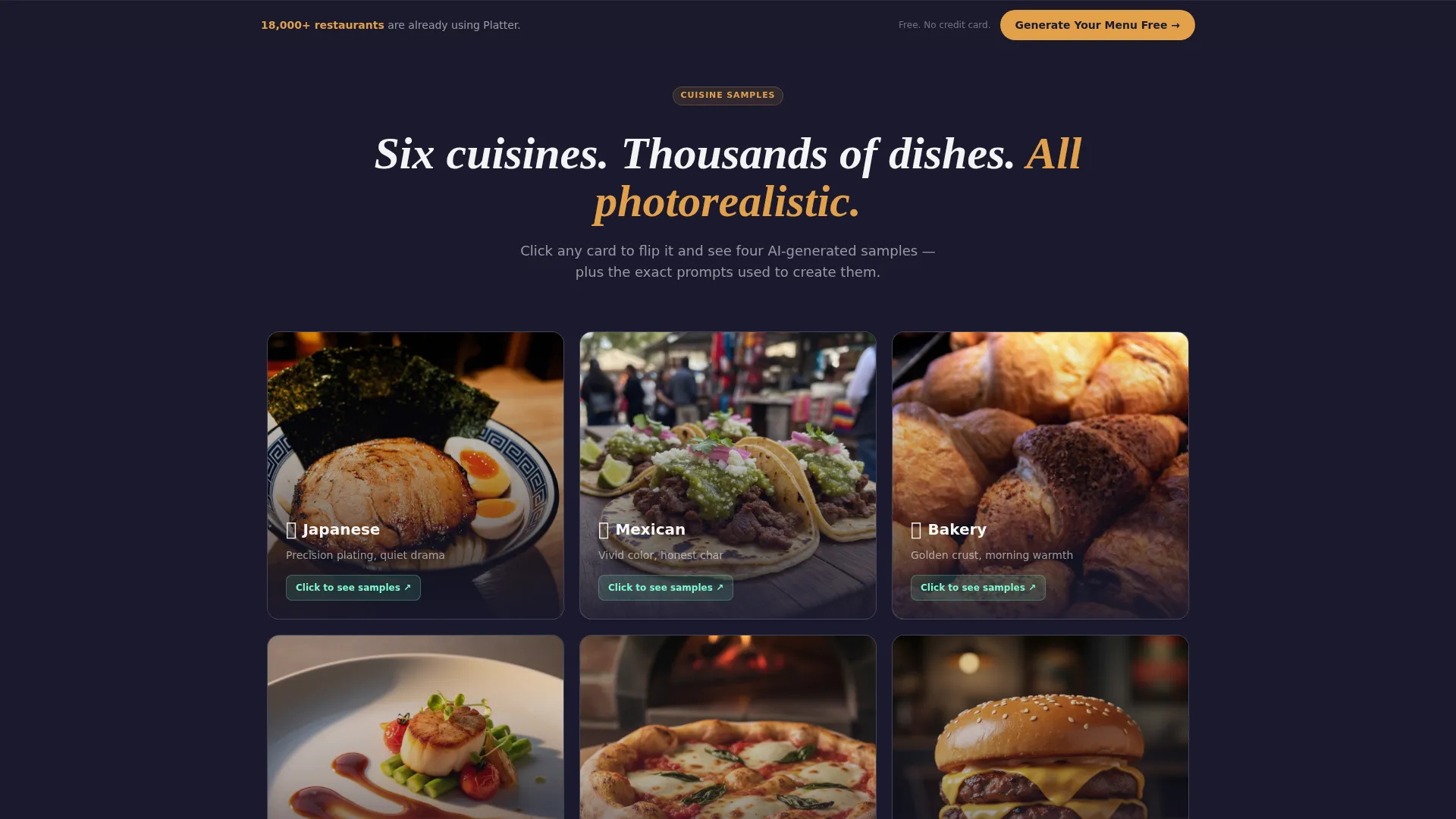 Restaurant AI Image Generator Landing Page Template