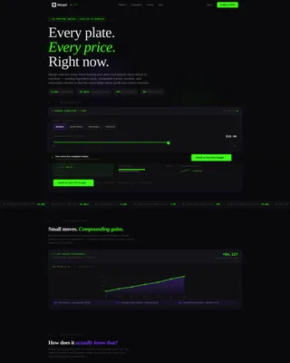 AI Restaurant Pricing Dashboard Landing Page Template