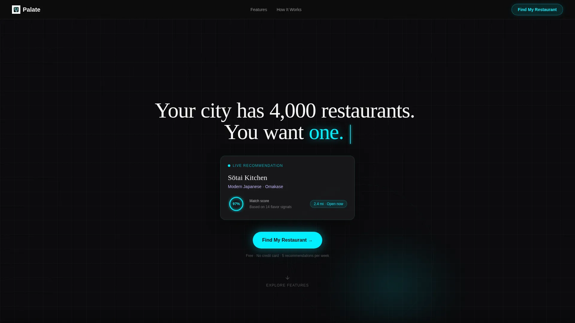 AI Restaurant Recommendation Landing Page Template