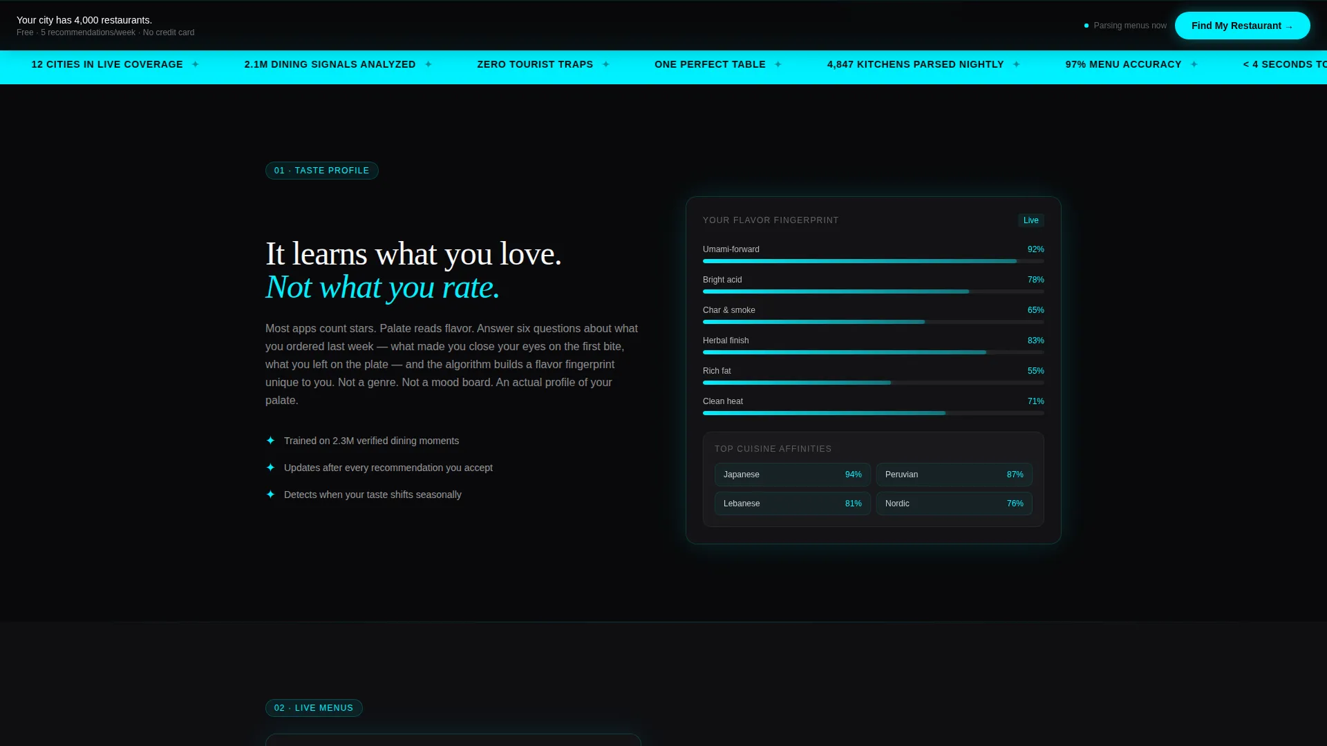 AI Restaurant Recommendation Landing Page Template