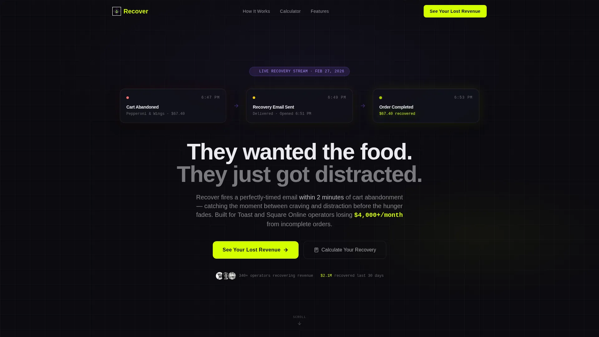 Restaurant Abandoned Cart Email Landing Page Template