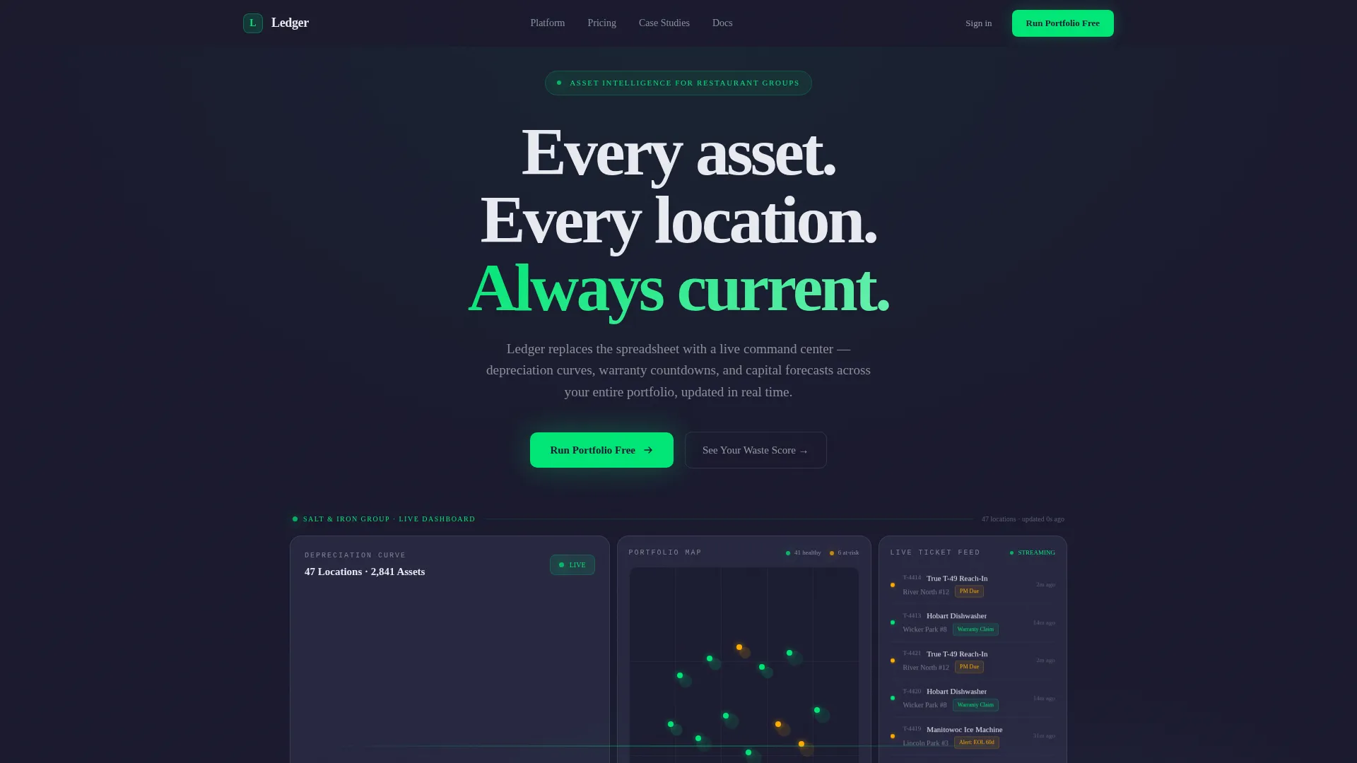 Restaurant Asset Management Landing Page Template