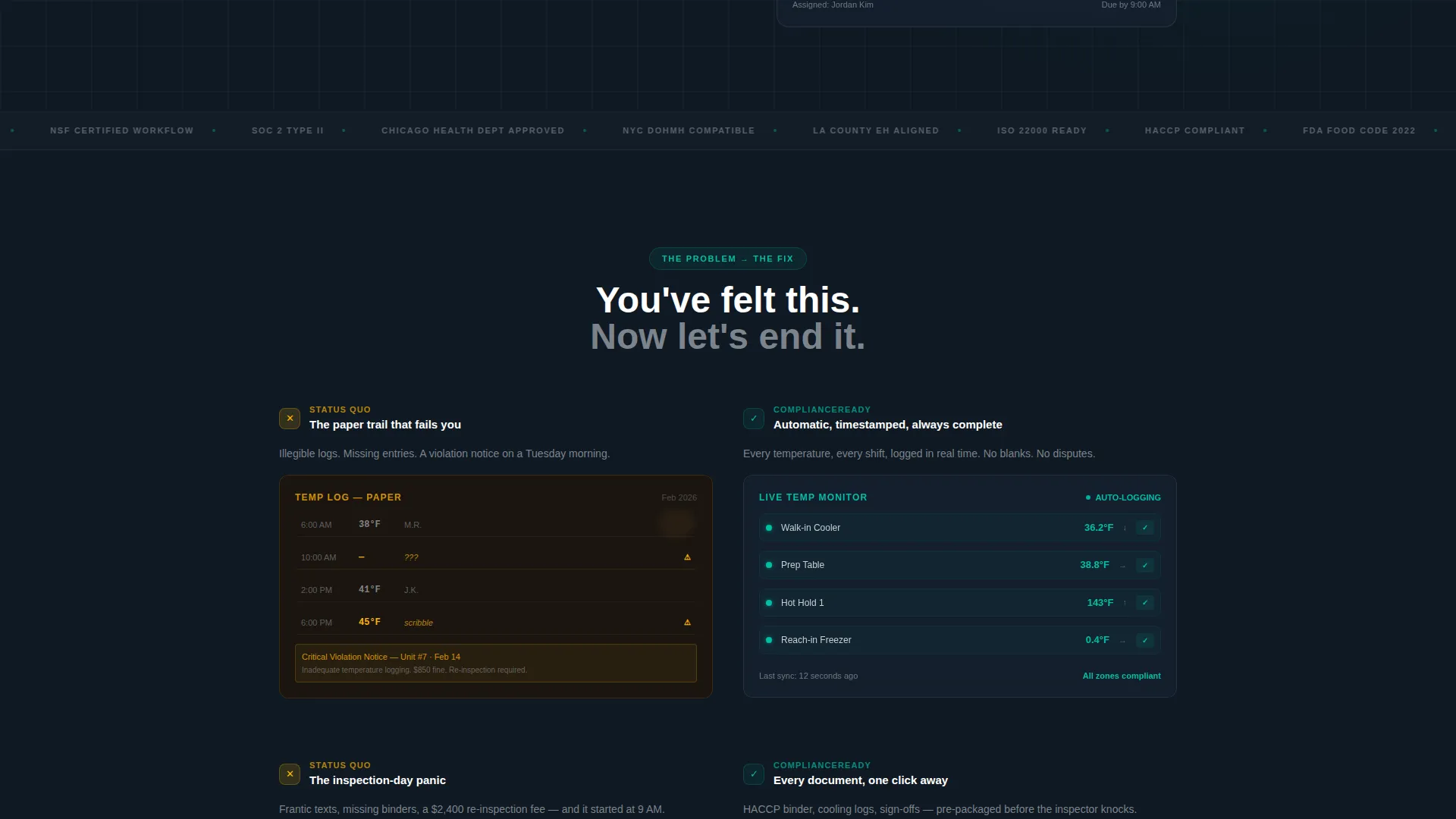 Restaurant Compliance Software Landing Page Template