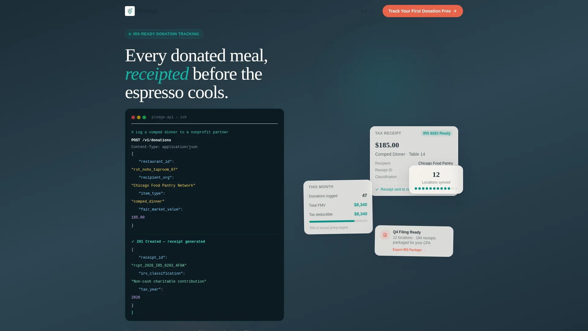 Restaurant Donor Management Landing Page Template