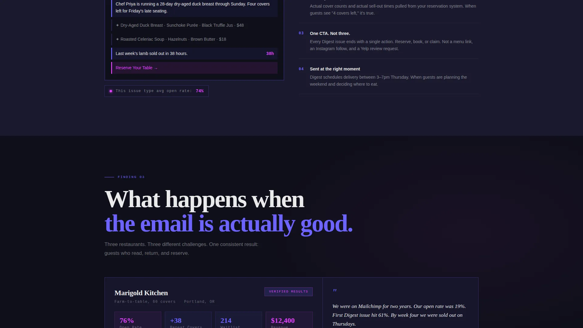 Restaurant Email Newsletter Landing Page Template