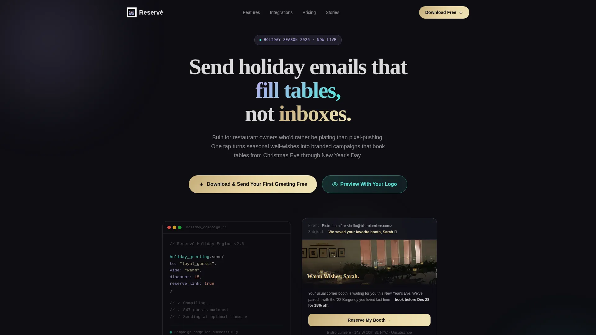 Festive Restaurant Landing Page Template