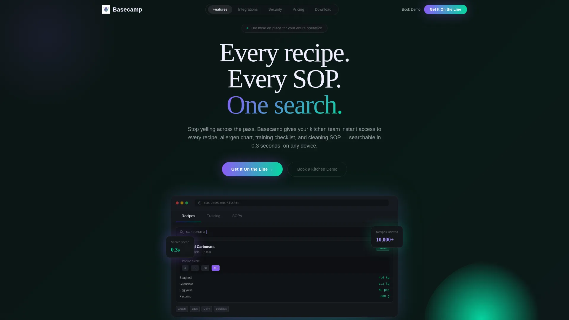 Restaurant Knowledge Base App Landing Page Template
