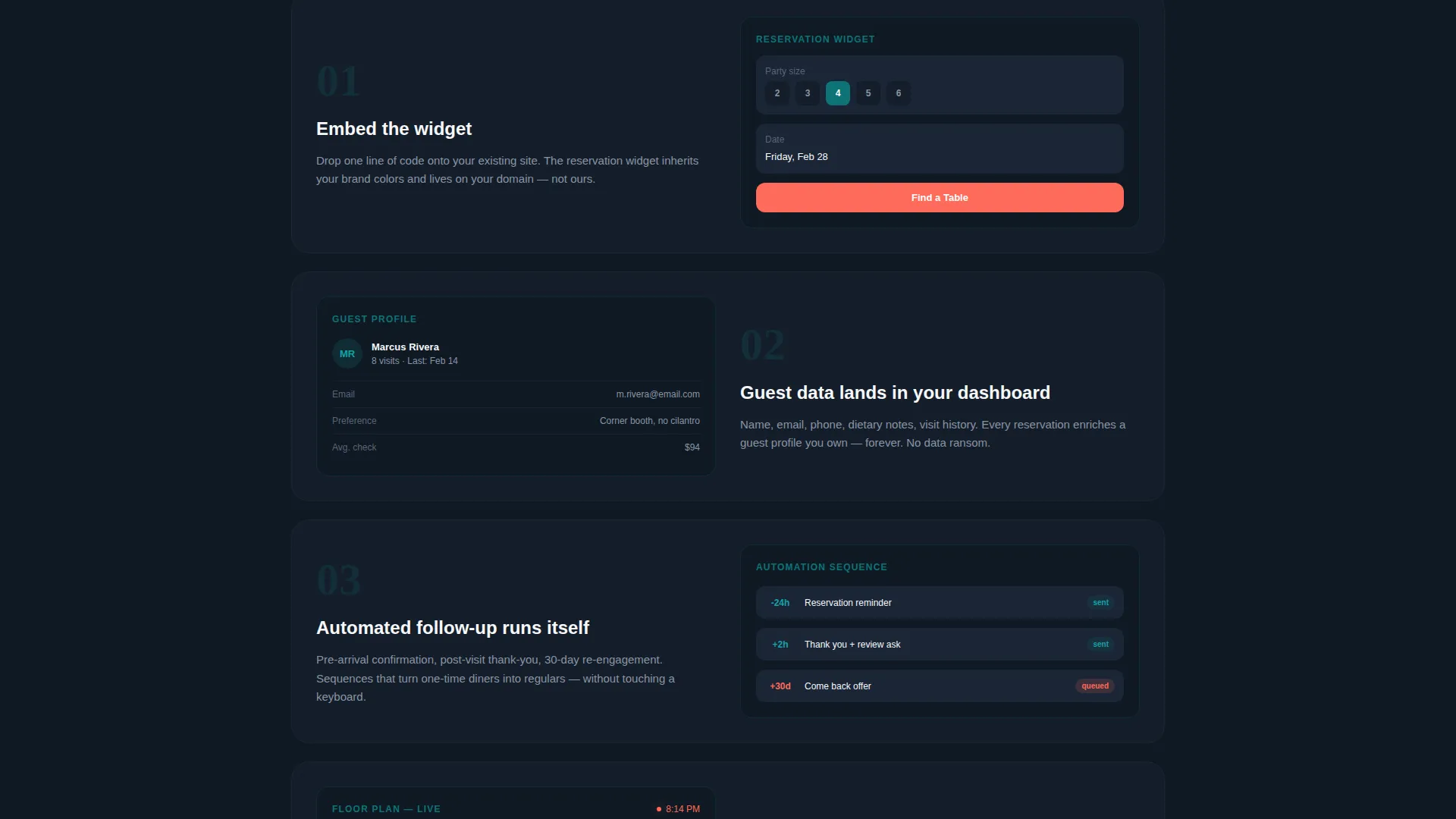 Restaurant Direct Guest Relationship Lead Capture Website Template