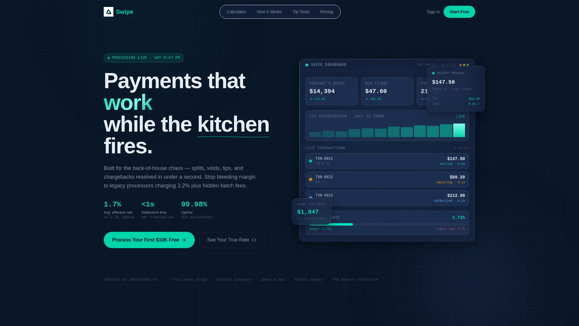 Restaurant Payment Processing Landing Page Template