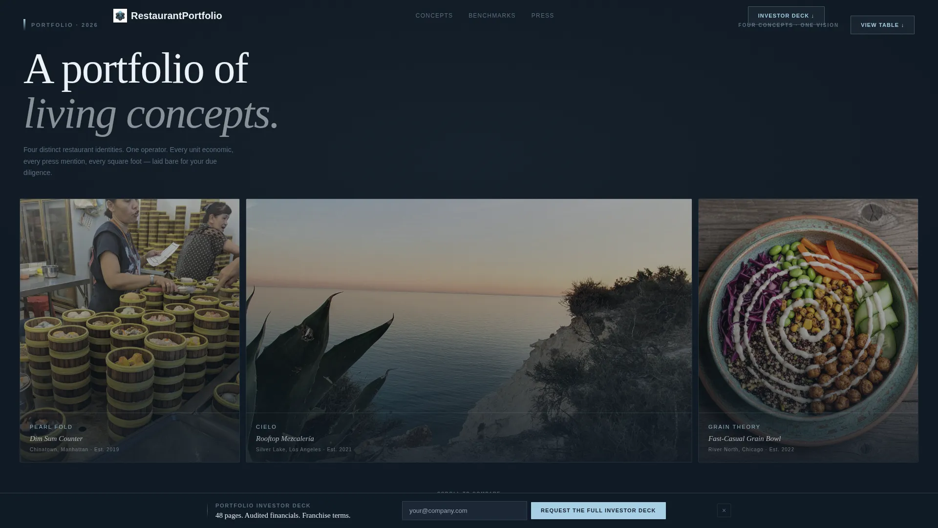 Multi-Concept Restaurant Portfolio Comparison Website Template