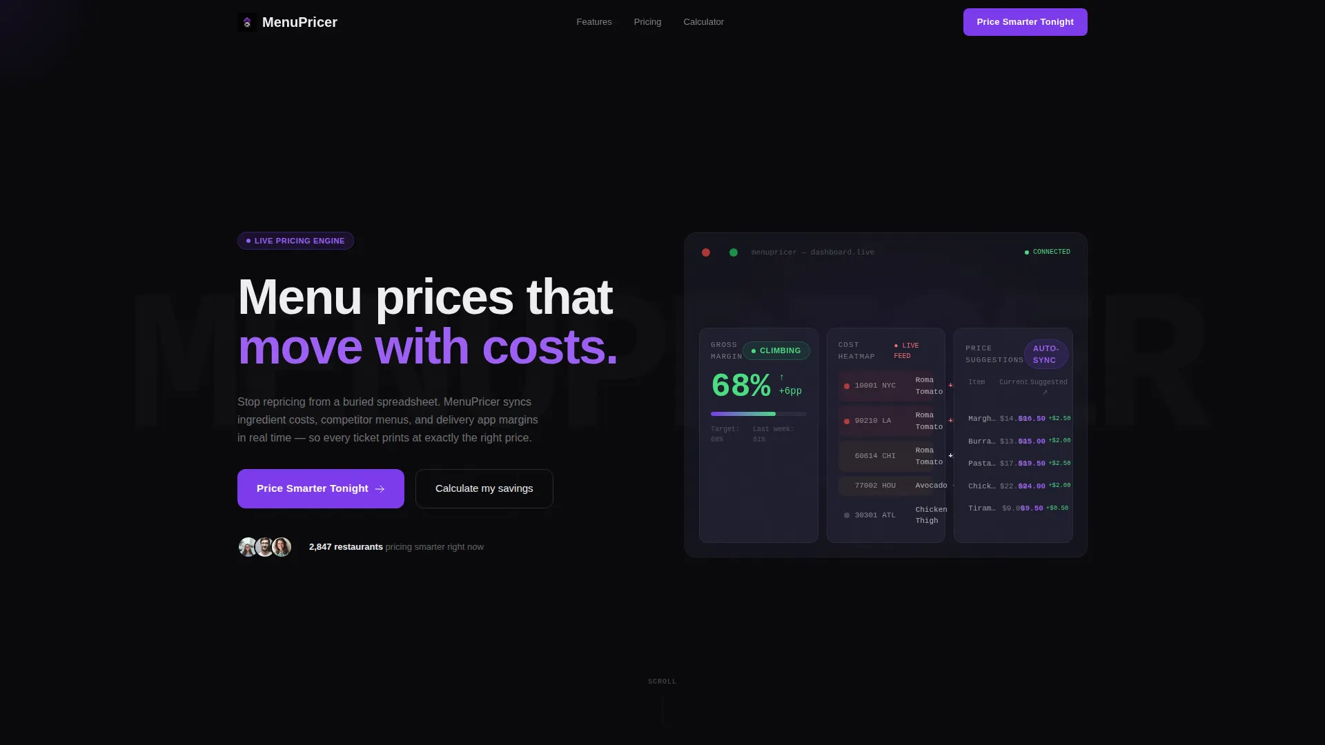 Restaurant Menu Pricing SaaS Website Template
