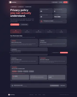 Restaurant Privacy Policy & Data Terms Website Template