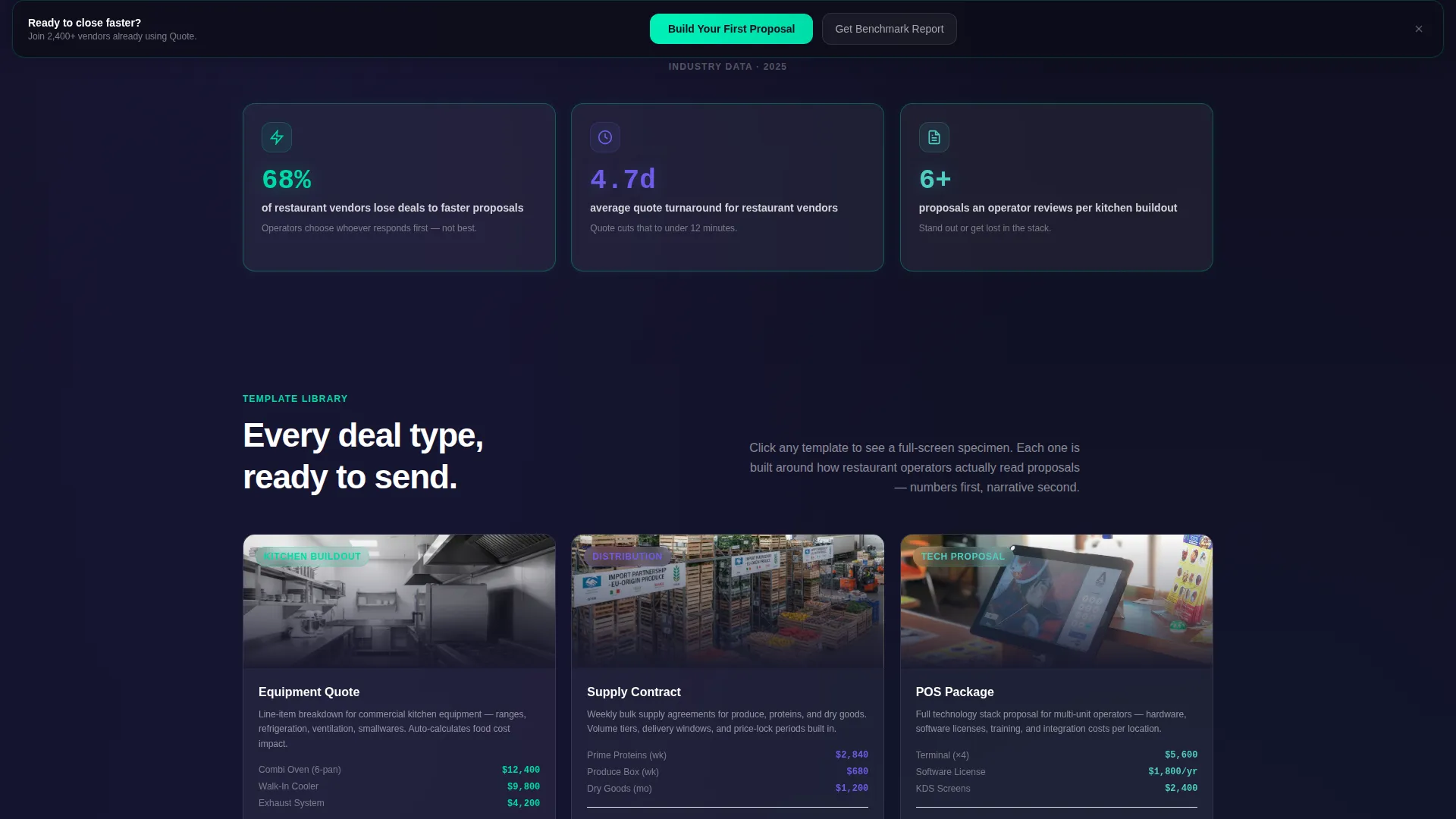 Restaurant Proposal & Quote Landing Page Template