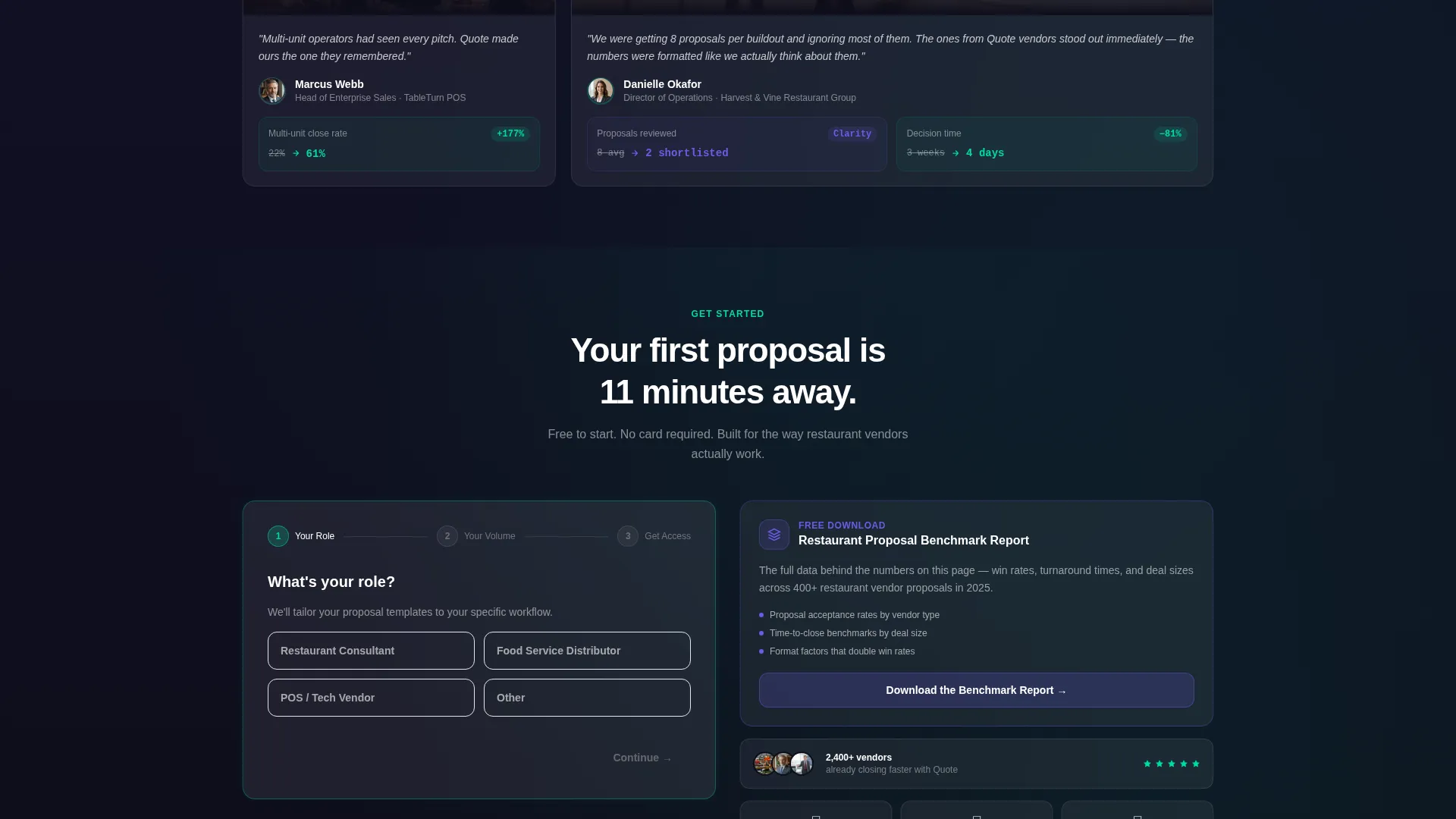 Restaurant Proposal & Quote Landing Page Template